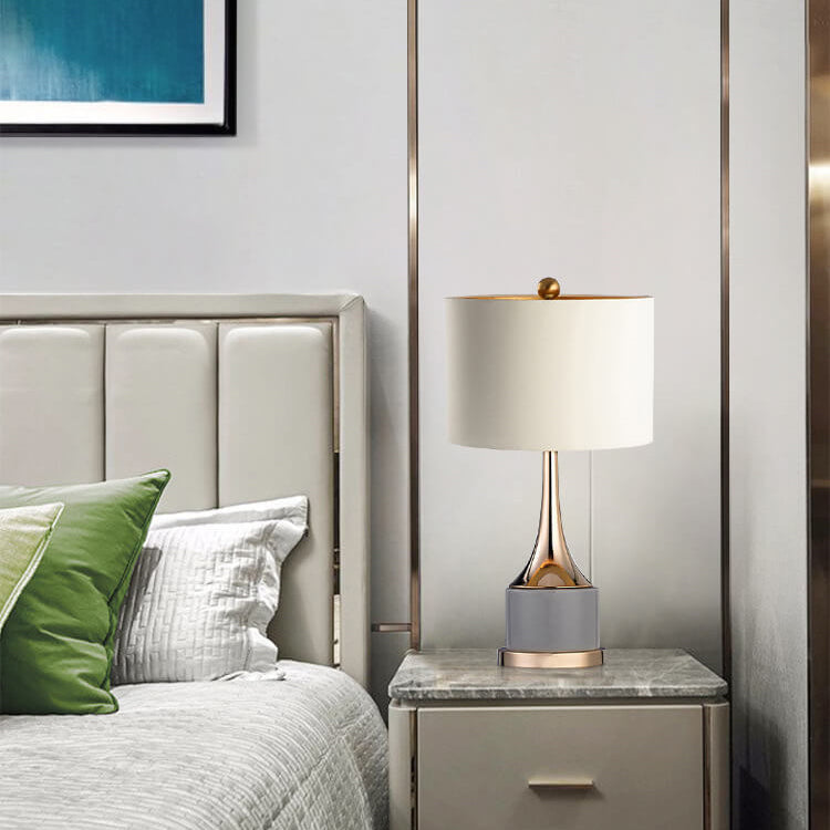 Modern Grey and Gold Two-Tone Table Lamp