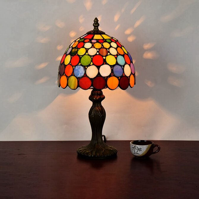 Colorful Polka Dot Tiffany Style Table Lamp