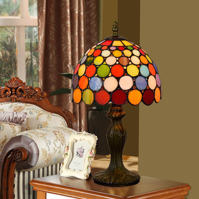 Colorful Polka Dot Tiffany Style Table Lamp