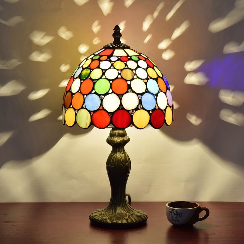 Colorful Polka Dot Tiffany Style Table Lamp