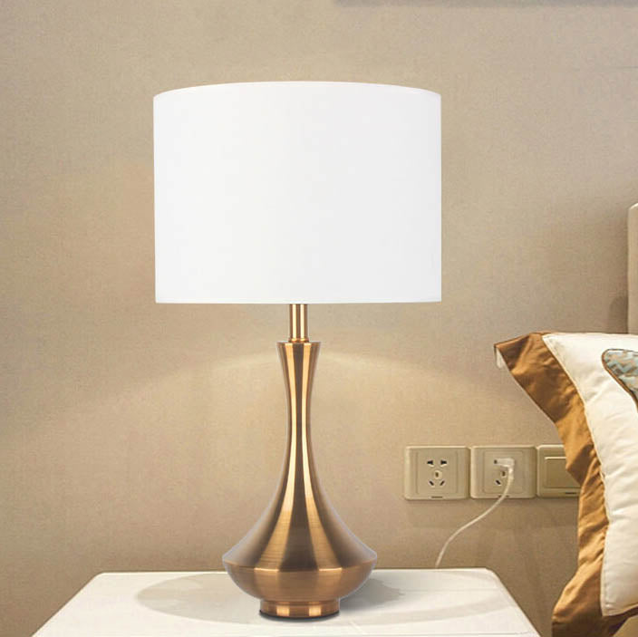 Mid-Century Modern Gold Metal Bedside Lamp