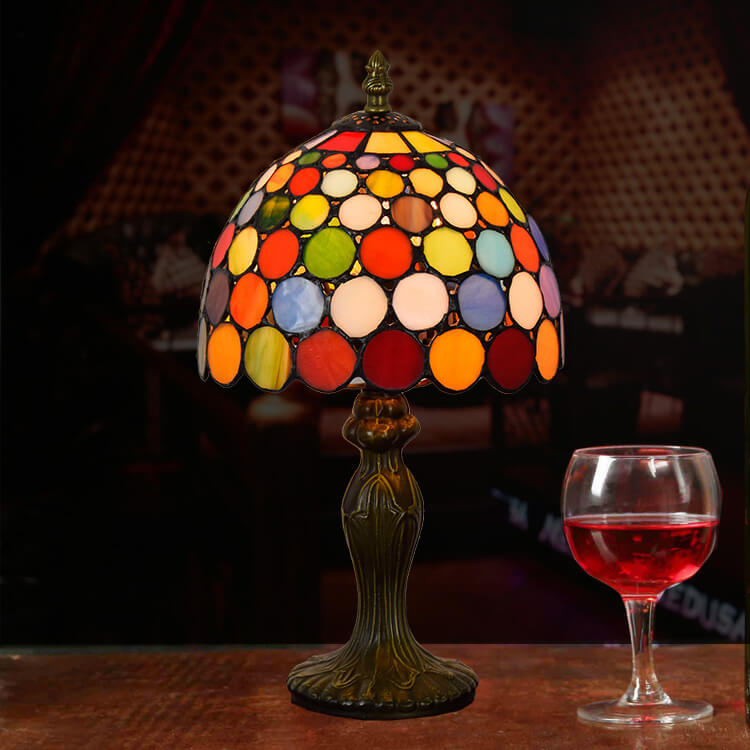 Colorful Polka Dot Tiffany Style Table Lamp