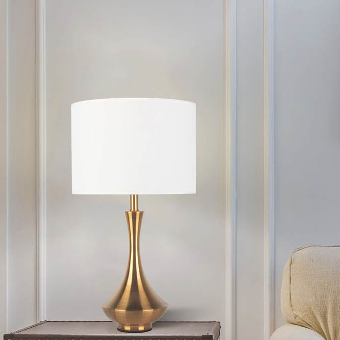 Mid-Century Modern Gold Metal Bedside Lamp