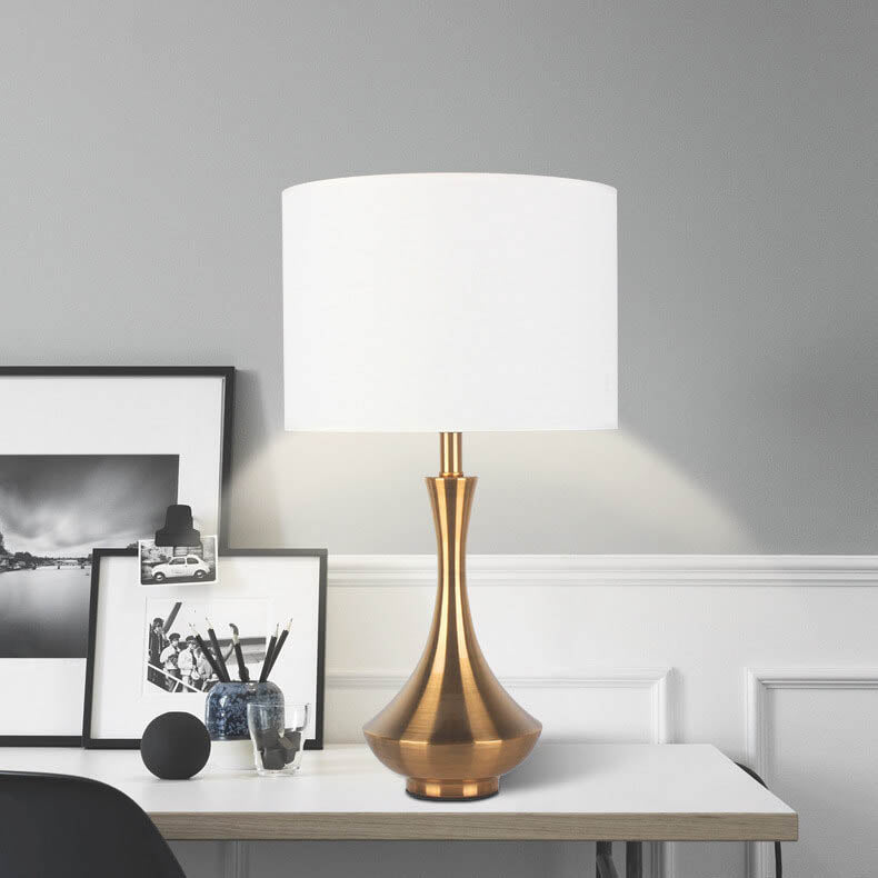 Mid-Century Modern Gold Metal Bedside Lamp