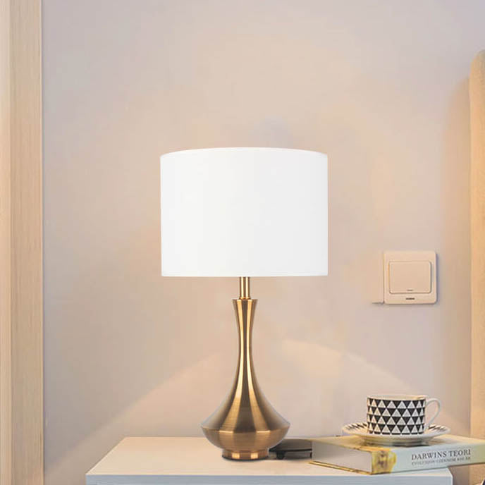 Mid-Century Modern Gold Metal Bedside Lamp
