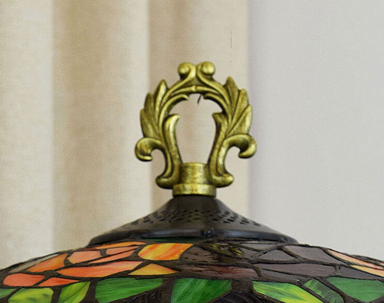 Antique Victorian Rose Stained Glass Accent Light