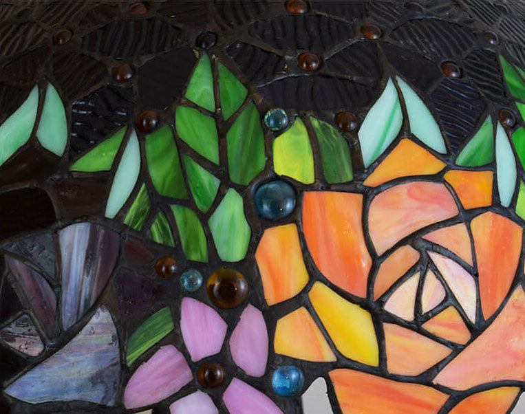 Antique Victorian Rose Stained Glass Accent Light
