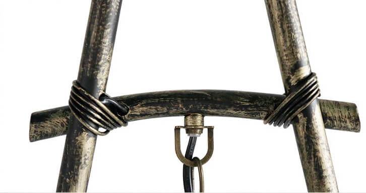 Rustic Bamboo-Frame Hanging Lantern Lamp