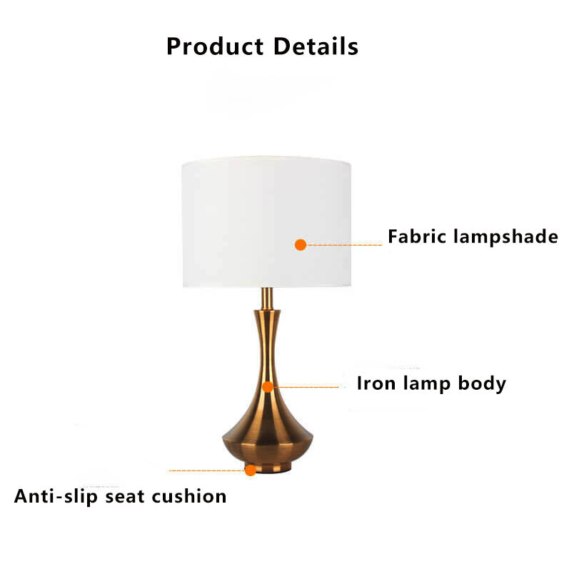 Mid-Century Modern Gold Metal Bedside Lamp