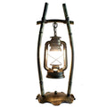 Rustic Bamboo-Frame Hanging Lantern Lamp