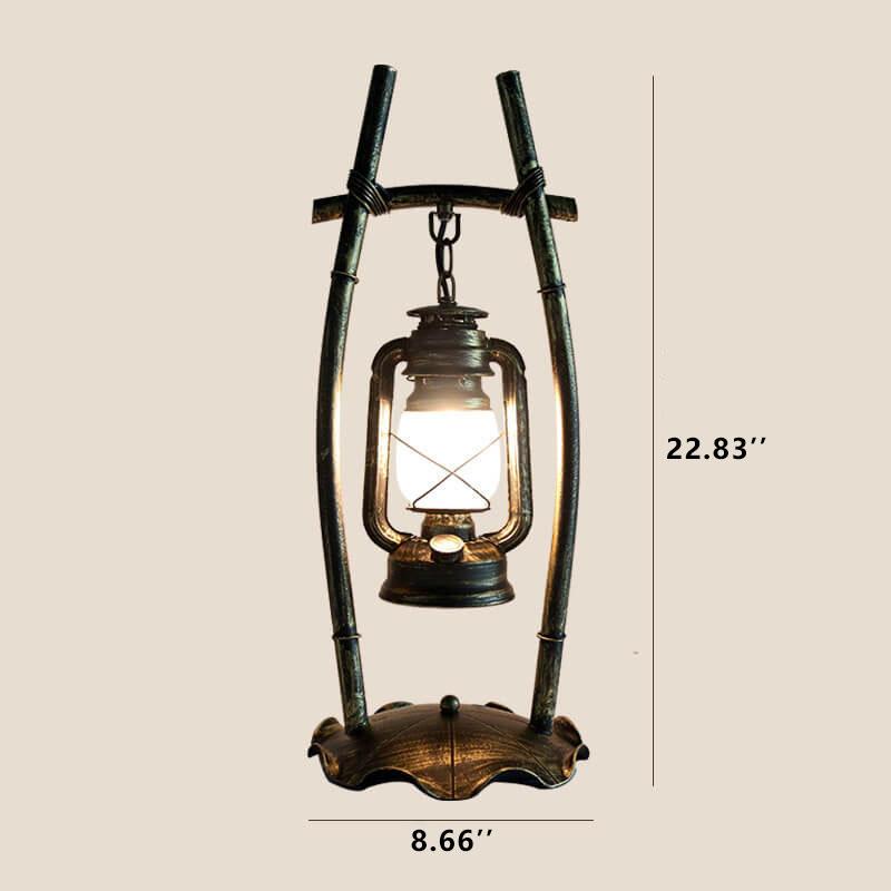 Rustic Bamboo-Frame Hanging Lantern Lamp