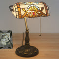 Vintage Tiffany Style Stained Glass Banker's Lamp