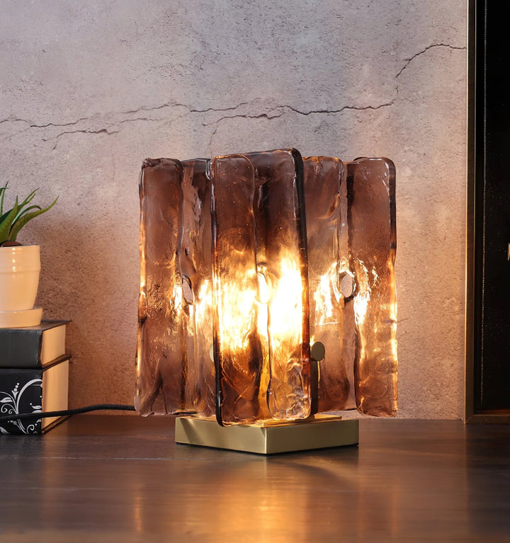 AMBER BUILDING BLOCK TABLE LAMP