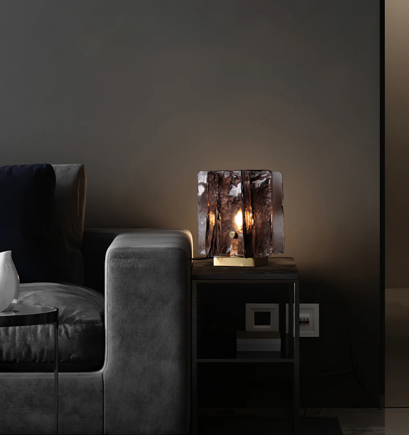 AMBER BUILDING BLOCK TABLE LAMP