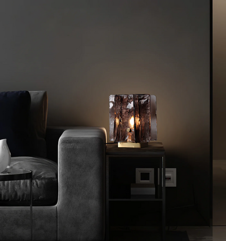 AMBER BUILDING BLOCK TABLE LAMP