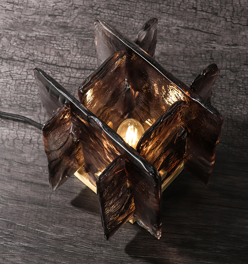 AMBER BUILDING BLOCK TABLE LAMP