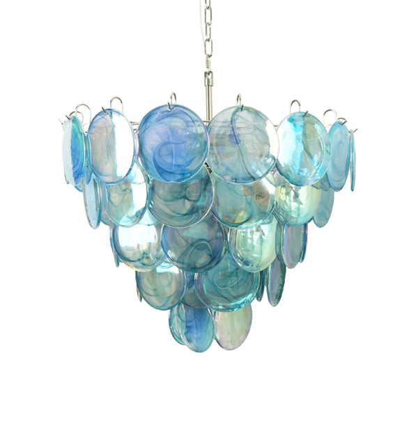 BLUE MURANO DISC CHANDELIER