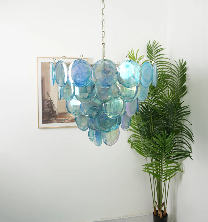 BLUE MURANO DISC CHANDELIER