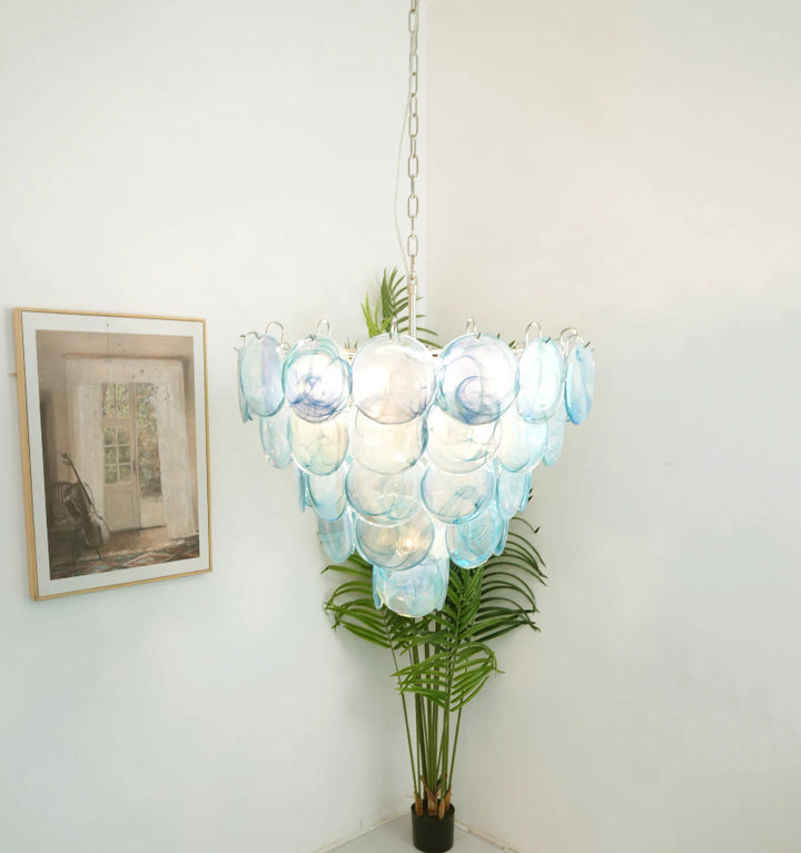 BLUE MURANO DISC CHANDELIER