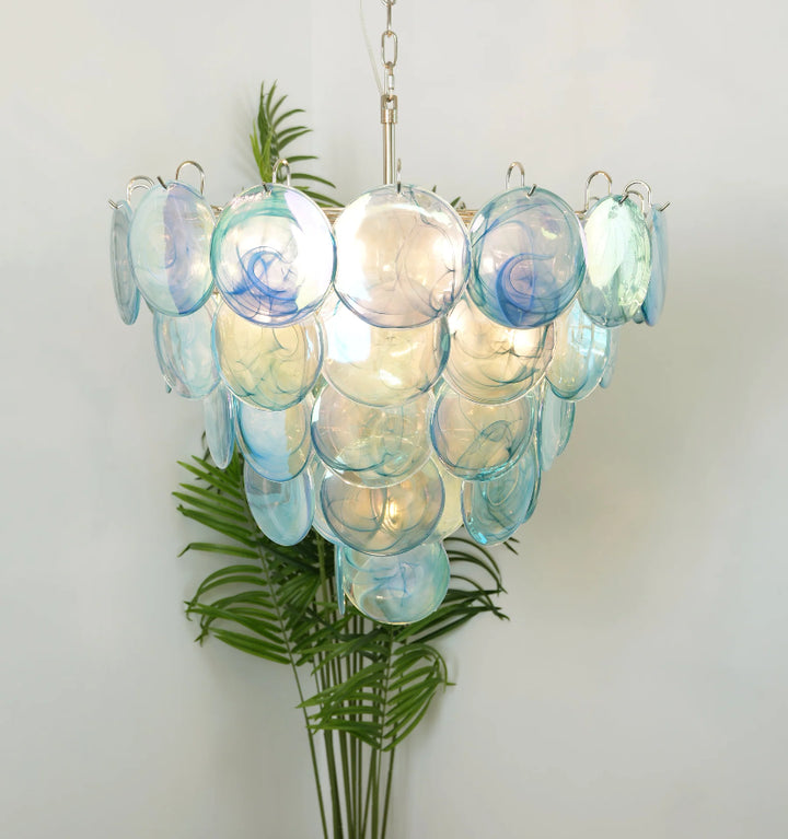 BLUE MURANO DISC CHANDELIER