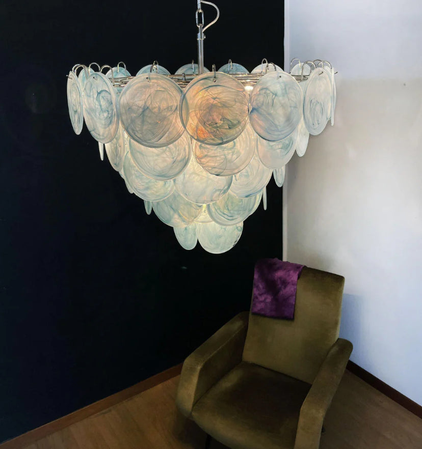 BLUE MURANO DISC CHANDELIER