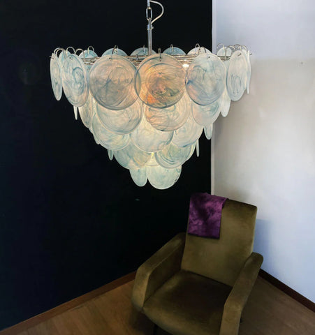 BLUE MURANO DISC CHANDELIER
