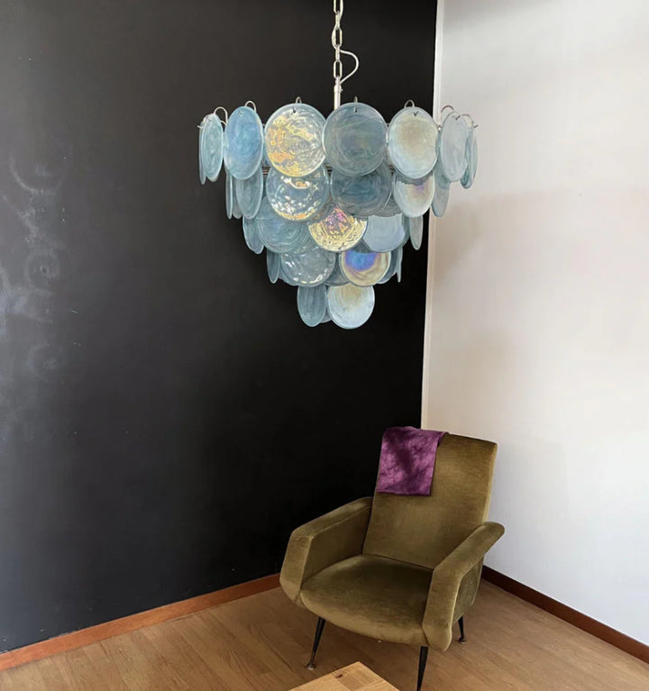 BLUE MURANO DISC CHANDELIER