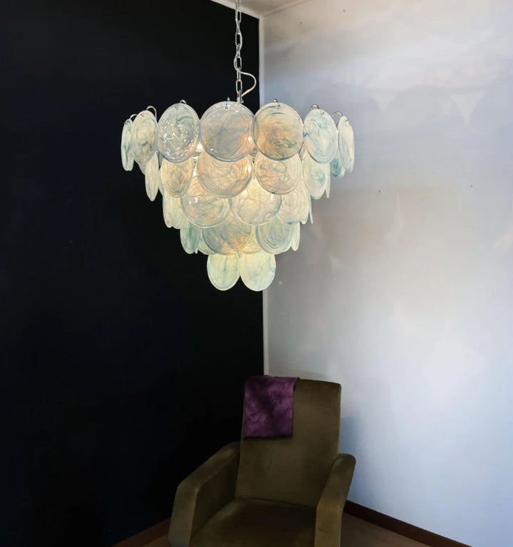 BLUE MURANO DISC CHANDELIER