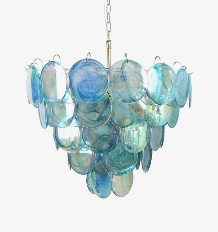 BLUE MURANO DISC CHANDELIER