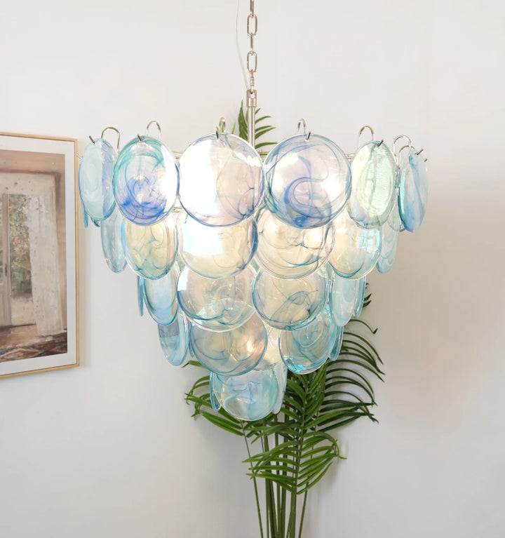 BLUE MURANO DISC CHANDELIER