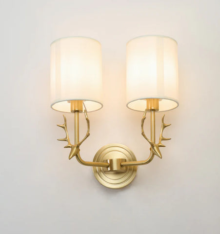 Brass Deer Head Wall Light
