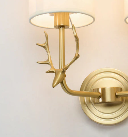 Brass Deer Head Wall Light