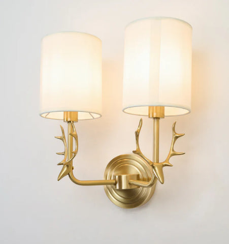 Brass Deer Head Wall Light