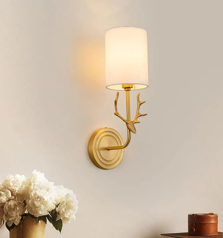 Brass Deer Head Wall Light