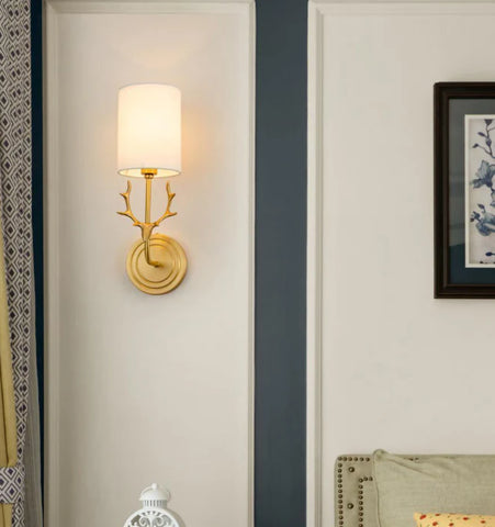 Brass Deer Head Wall Light