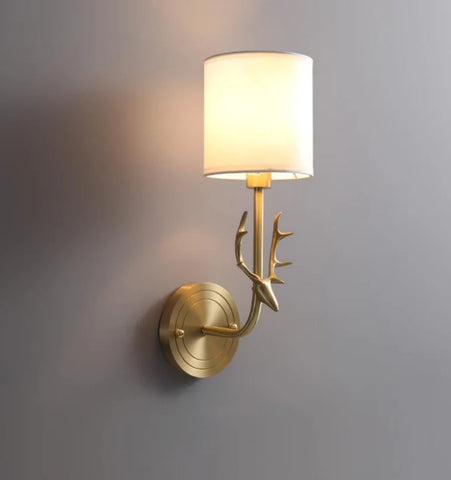 Brass Deer Head Wall Light