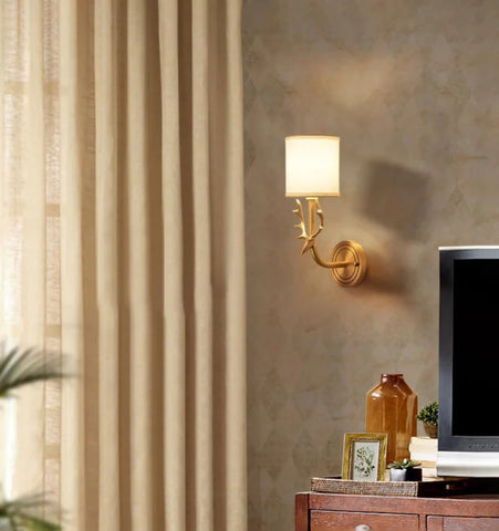Brass Deer Head Wall Light