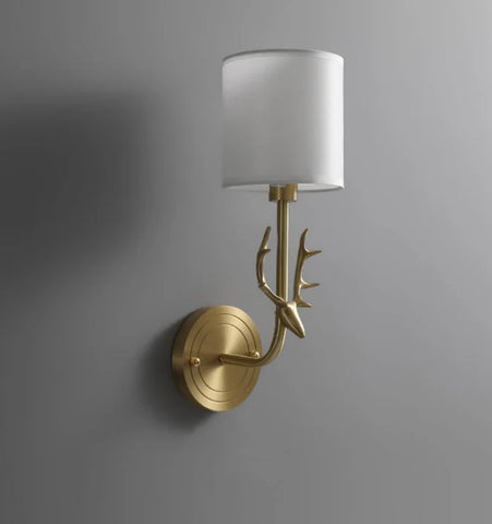 Brass Deer Head Wall Light