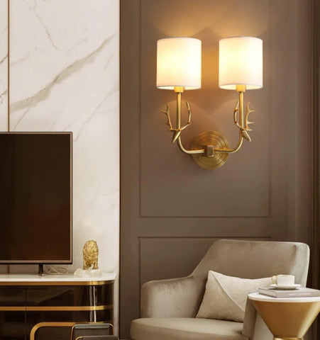 Brass Deer Head Wall Light