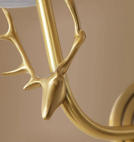 Brass Deer Head Wall Light