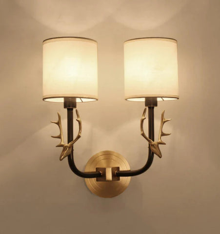 Brass Deer Head Wall Light
