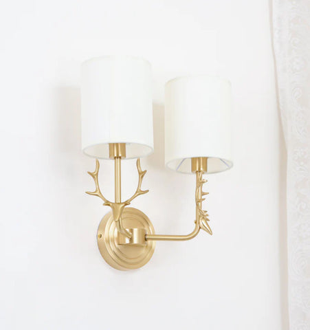 Brass Deer Head Wall Light