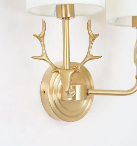 Brass Deer Head Wall Light