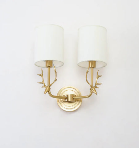 Brass Deer Head Wall Light