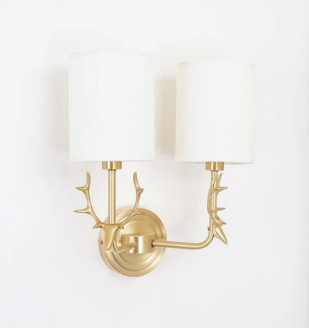 Brass Deer Head Wall Light