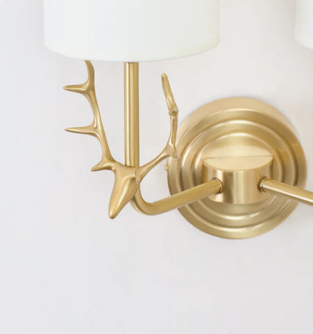Brass Deer Head Wall Light
