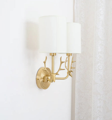 Brass Deer Head Wall Light
