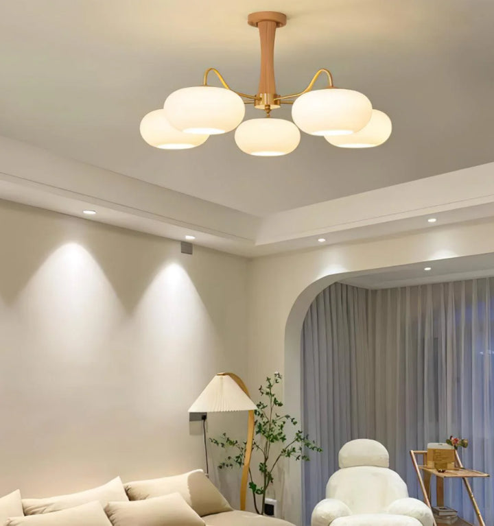 Brass Wooden Persimmon Chandelier