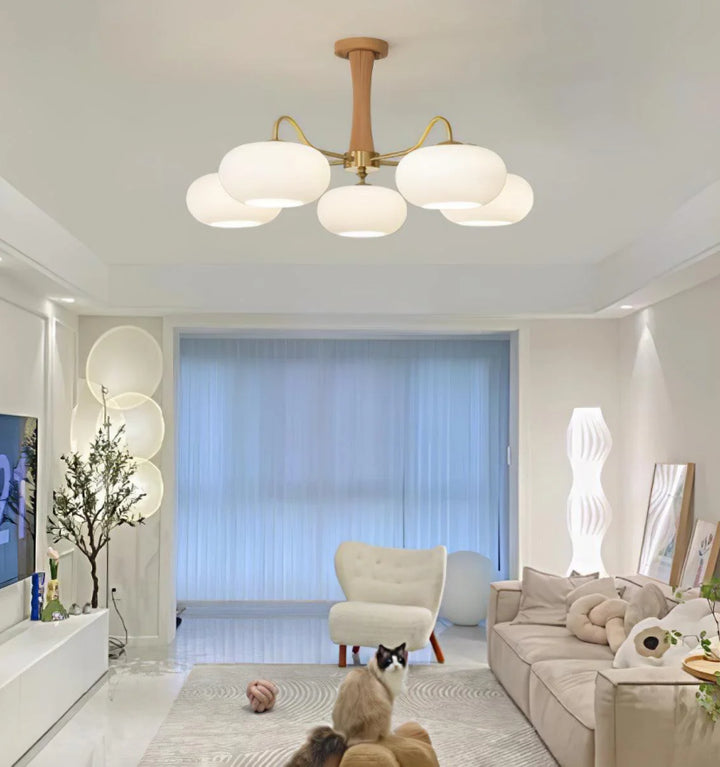 Brass Wooden Persimmon Chandelier