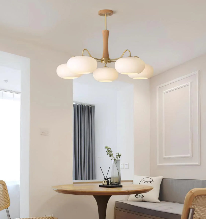 Brass Wooden Persimmon Chandelier